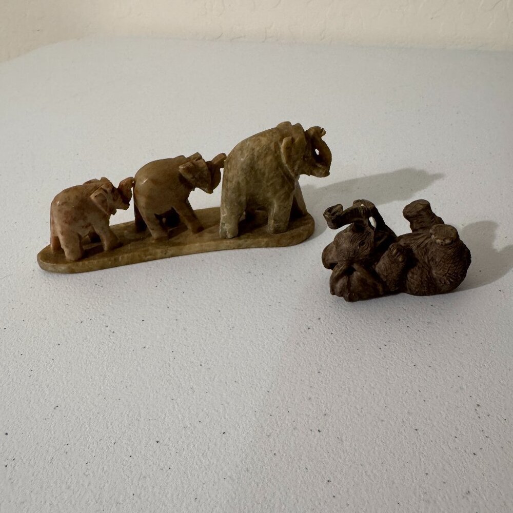 Elephant Figurines | Boho Animal Decor | Set of 2